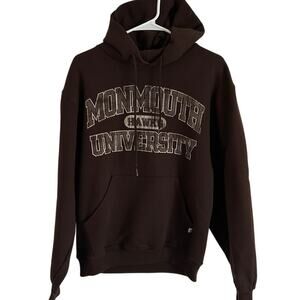 Monmouth Hawks Dark Brown Hooded Sweatshirt - Size Small